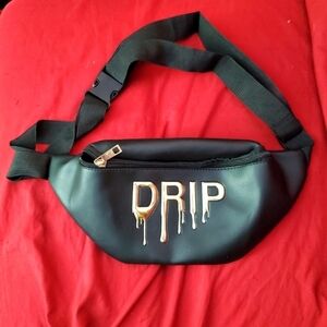 Faux Leather DRIP Fannypack Beltbag Festival Photoshoot Black